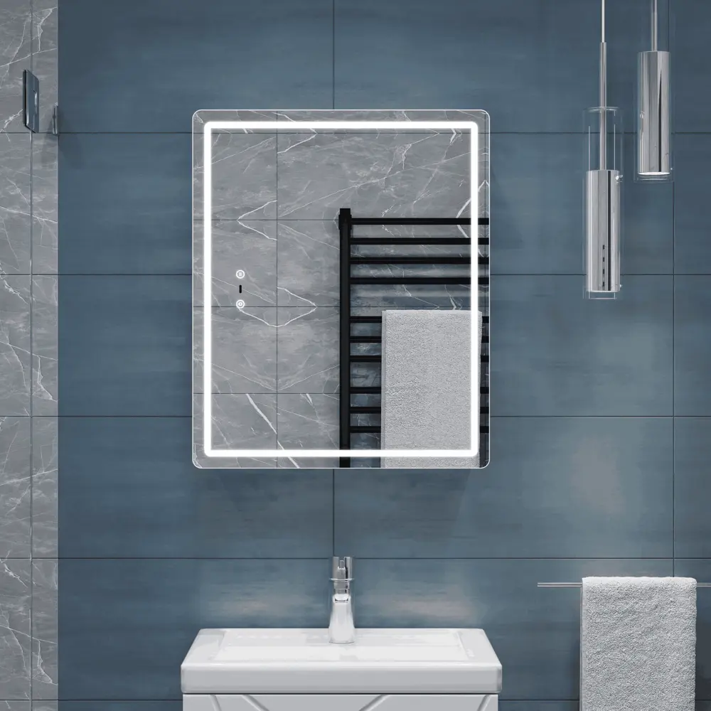 Шкаф для ванной комнаты с зеркалом Vigo Bloss 49.7x60x17 см с подсветкой STLM-2171016 - Вид №10