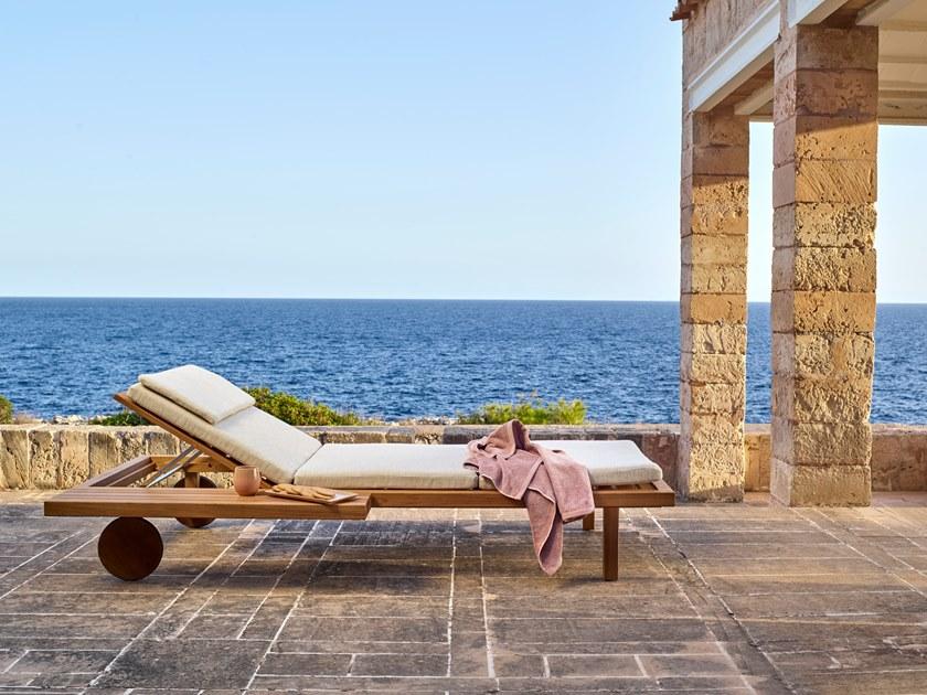 TRIBÙ Садовая кушетка из тика на колесиках Vis à vis 01741 - Вид №1