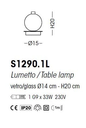 Металлическая настольная лампа из боросиликатного стекла Cangini & Tucci затмение ARCH-00091120 - Вид №3