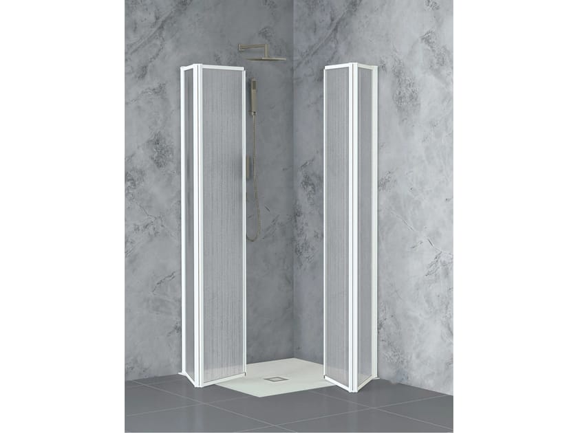 Угловая душевая кабина из акрилового стекла с раздвижной дверью Metidea золото ARCH-00085290
