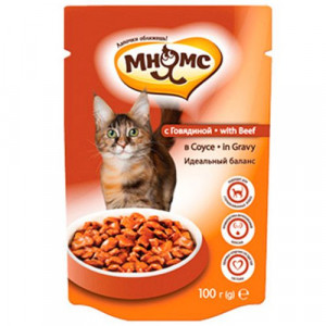 ПР0038787 Корм для кошек Идеальный баланс, говядина в соусе конс. пауч 100г МНЯМС