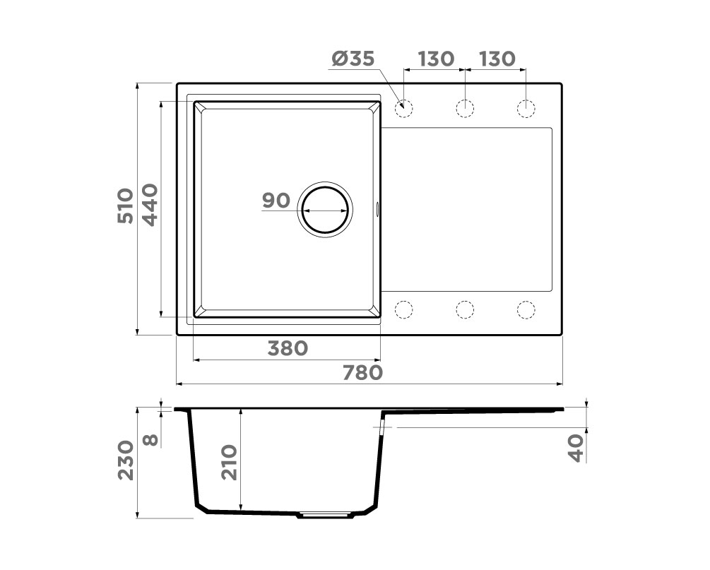 Кухонная мойка Daisen 78T GR OMOIKIRI 4993584 - Вид №4