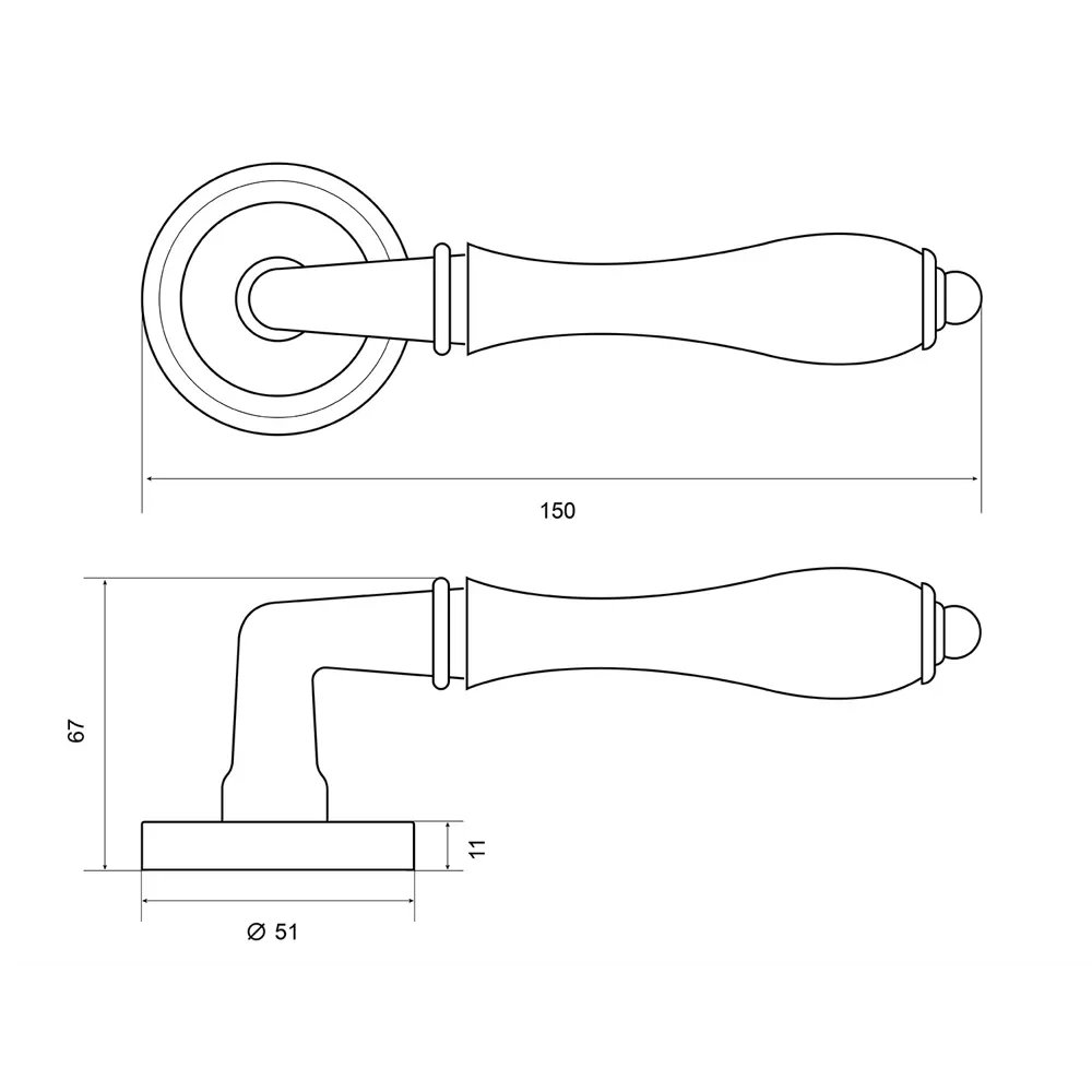Дверные ручки Palladium Brissac, без запирания, цвет бронза STLM-2166219 - Вид №2