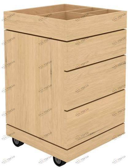 Ethnicraft Шкаф для ванной из массива дерева с ящиками на колесиках  58032 