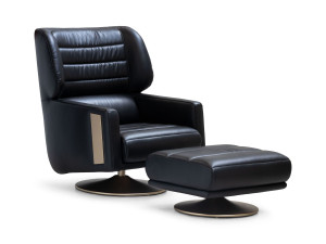 Кожаное вращающееся кресло с подставкой для ног