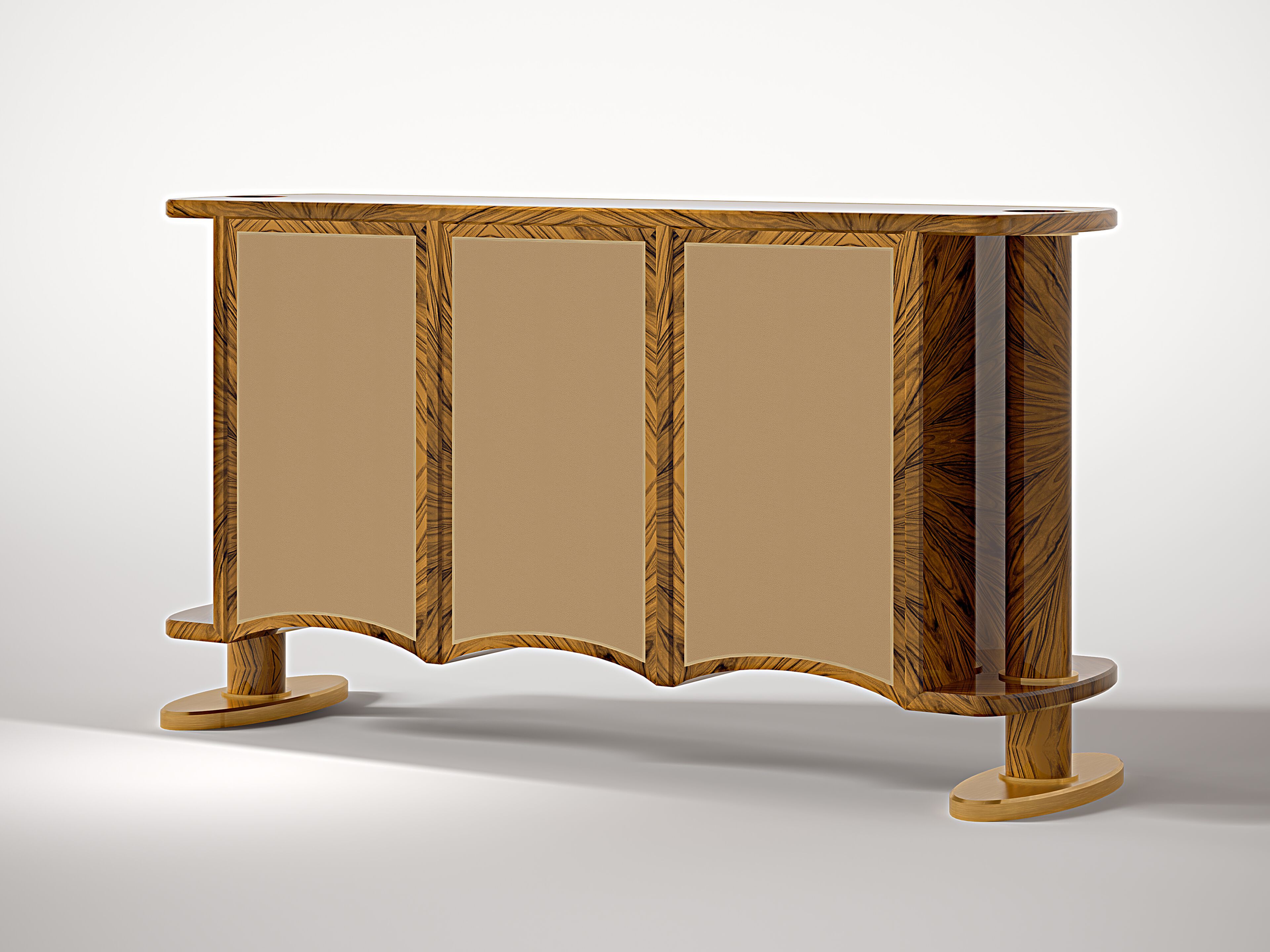 Деревянный шкаф с распашными дверями, обтянутыми кожей Roman & Co Goldstein ARCH-00085443 - Вид №1