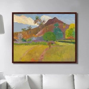 Картина в раме 130х102 см Tahitian Landscape, 1891г. КАРТИНЫ В КВАРТИРУ  264290 Бежевый;голубой;зеленый;разноцветный