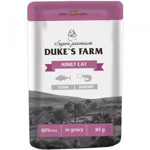 ПР0041278 Корм для кошек DUKE"S FARM тунец, креветки конс. пауч 85г DUKE'S FARM