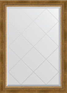 BY 4176 Зеркало с гравировкой в багетной раме - состаренная бронза с плетением 70 mm EVOFORM Exclusive-G