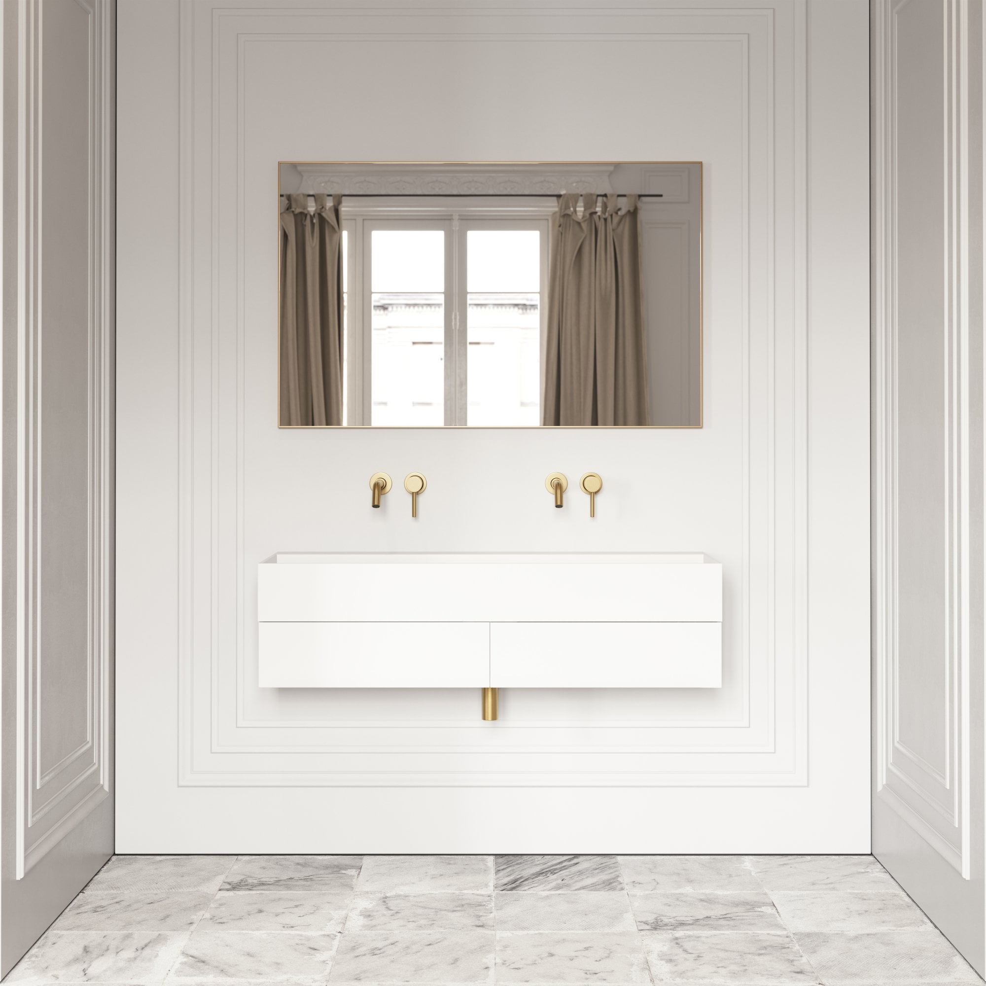 Двойной умывальник из смолы со встроенным умывальником LUSSO Thinn ARCH-00135642 - Вид №2