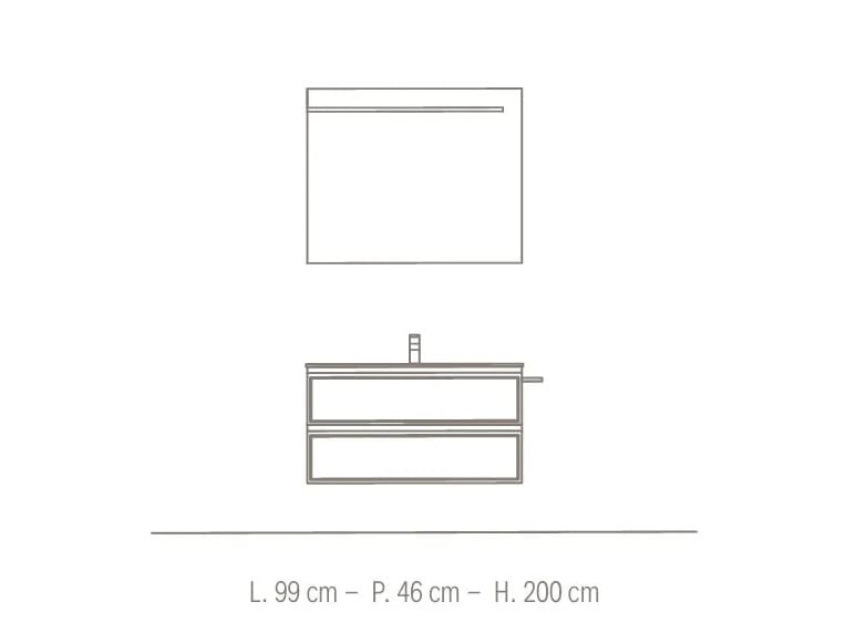 Подвесной умывальник с ящиками и встроенной раковиной BMT Everyday ARCH-00075110 - Вид №2