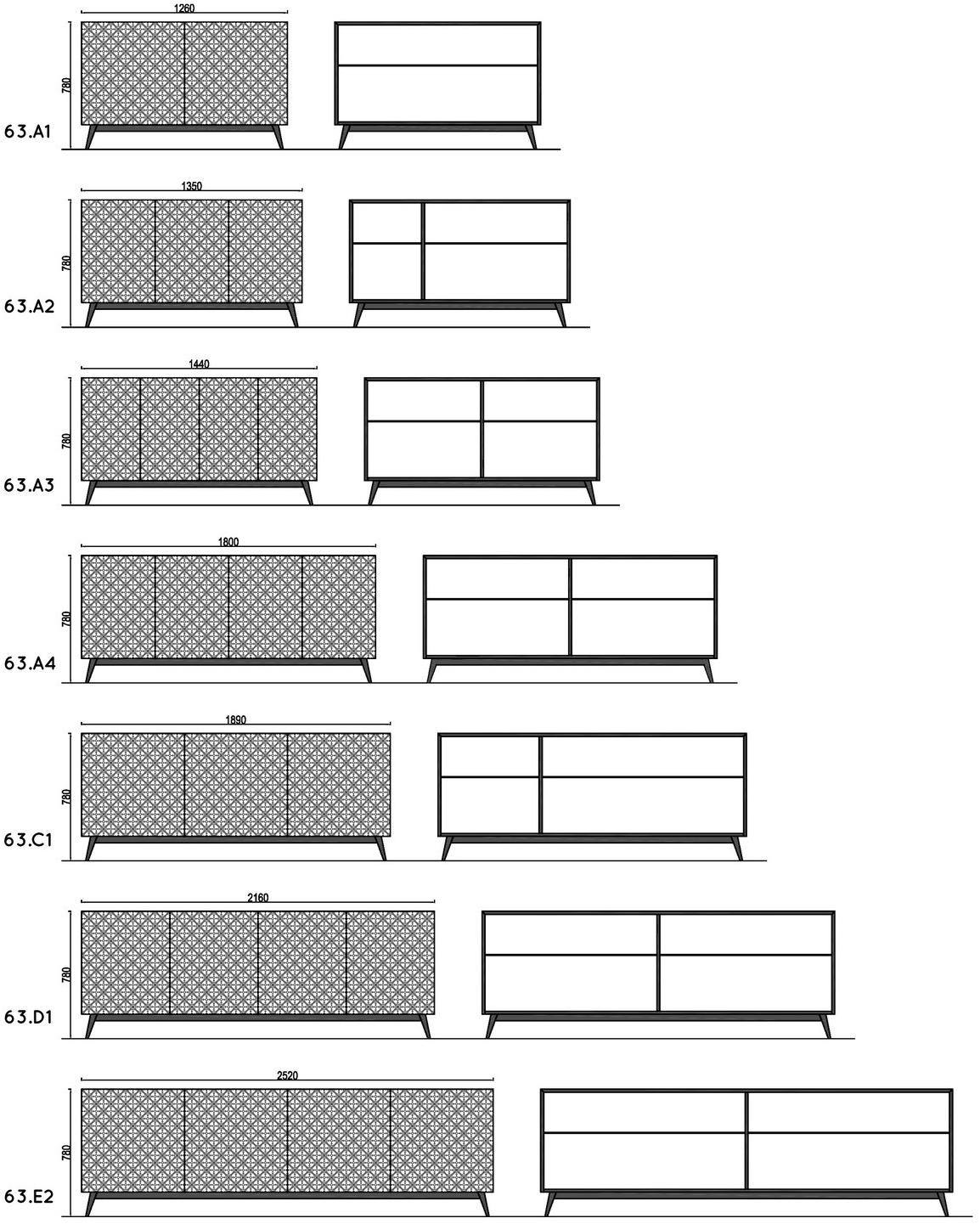 Barba design Буфет из лакированной древесины с распашными дверцами Tiles 63.a1 - Вид №2