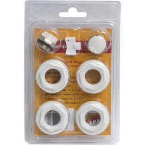 Комплект для подключения радиатора с силиконовой прокладкой TORIDO 1"х3/4" RAL9010