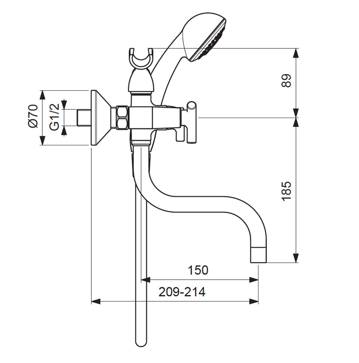 BA260AA Смеситель для ванны/душа VIDIMA TRINITY  - Вид №1