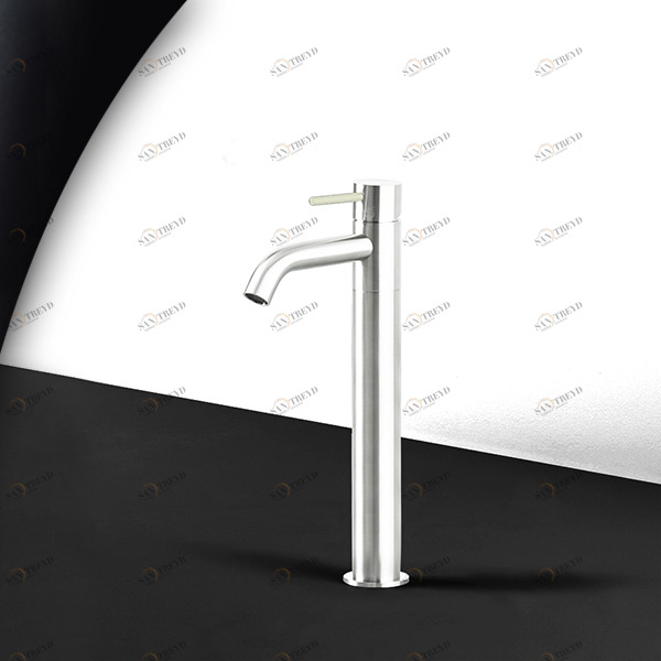 Смеситель для раковины сталь глянцевая с серой ручкой Toki Radomonte TKS3LCIL19