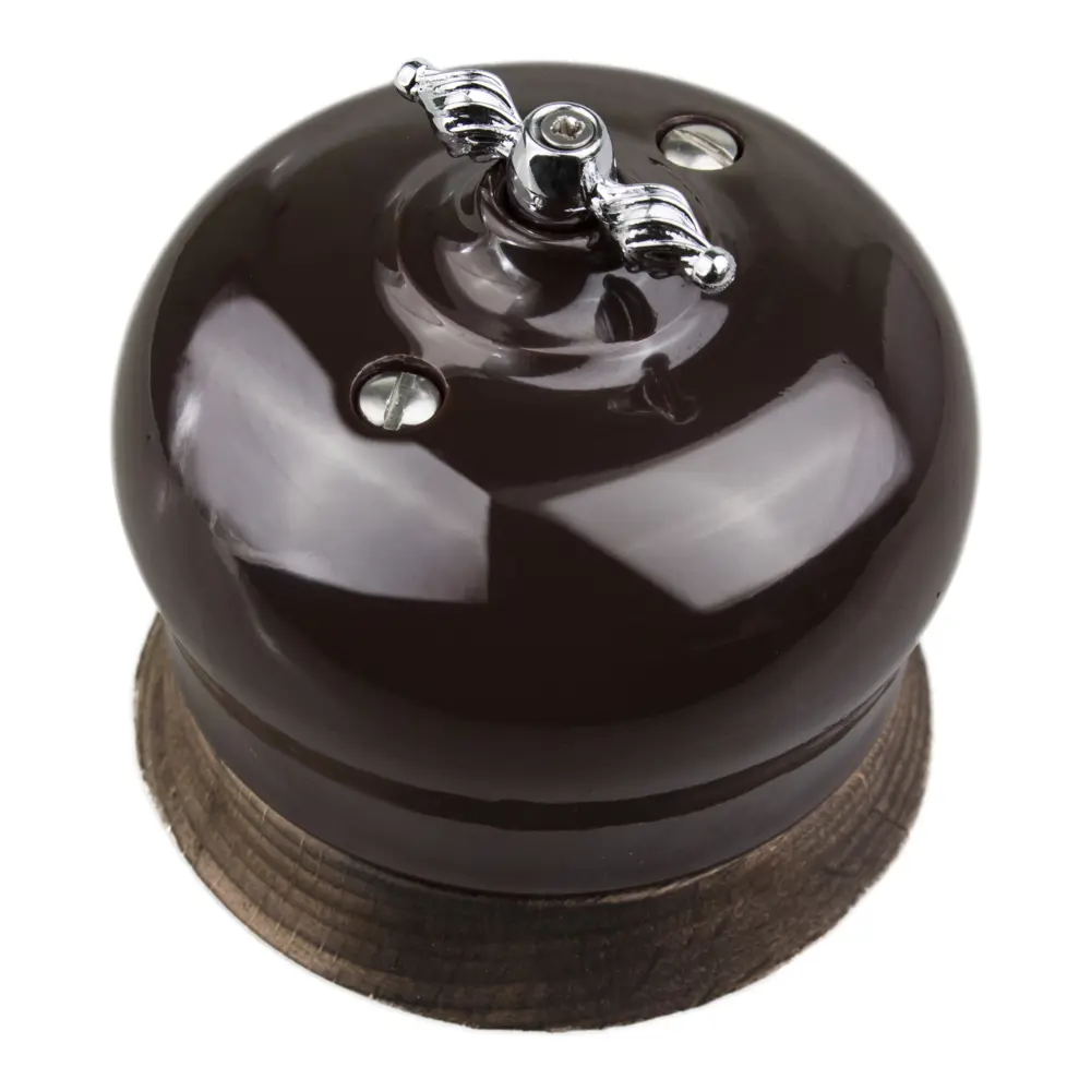 Выключатель накладной Electraline Bironi Ретро 2 положения керамика цвет коричневый STLM-2066078 - Вид №1