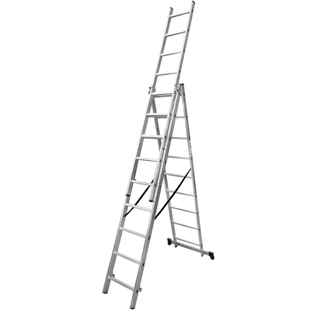 Лестница раскладная выдвижная 3-секционная Standers до 6.64м 9 ступеней STLM-2174218 - Вид №1