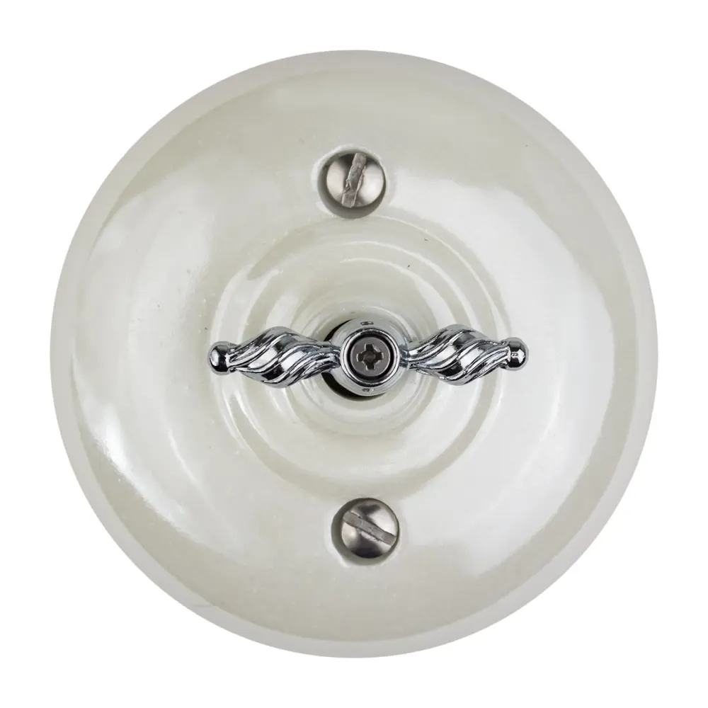 Выключатель накладной Electraline Bironi Ретро 1 положение керамика цвет белый STLM-2208002