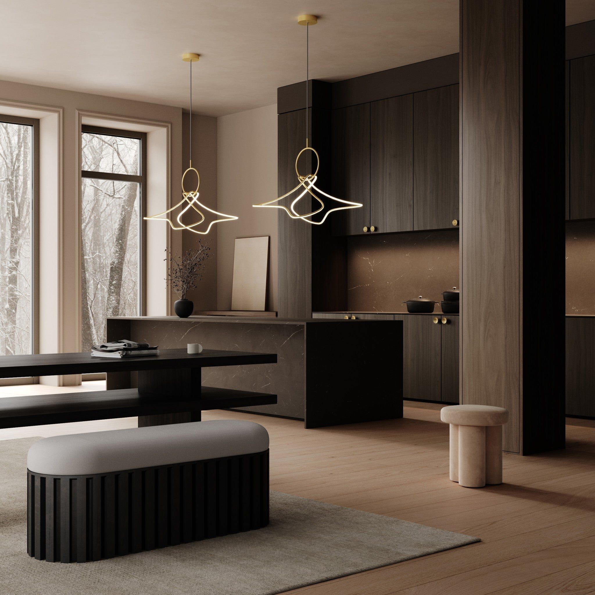 Латунный светодиодный потолочный светильник 101 Copenhagen Kumo ARCH-00043194 - Вид №1