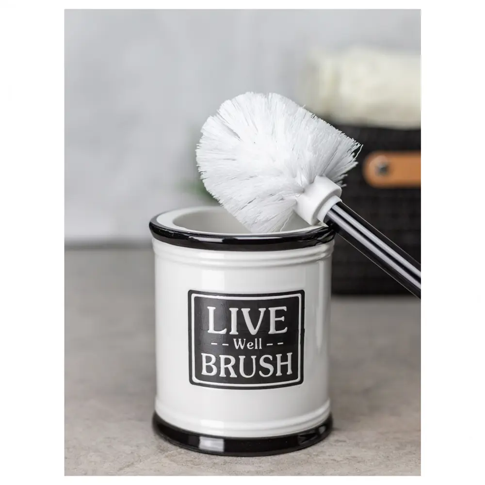 Ёршик для унитаза Bath Plus Bene W-CE2375AA-TOH керамика цвет белый с черными вставками STLM-2079439 - Вид №2