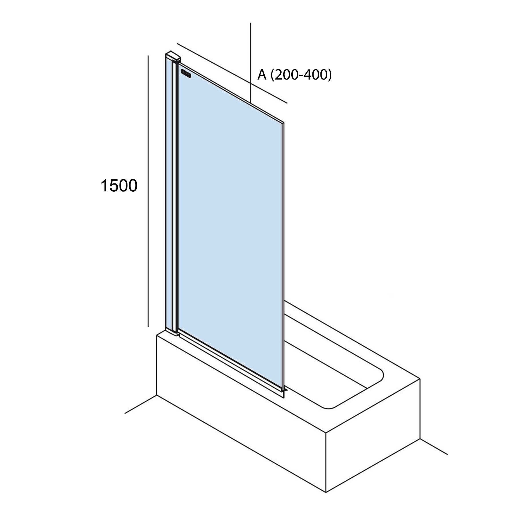26892 SALGAR Душевая перегородка HEAVEN BATH Walk в ванну с антиизвестковым покрытием Deco 6to 400x 1500 мм  - Вид №1