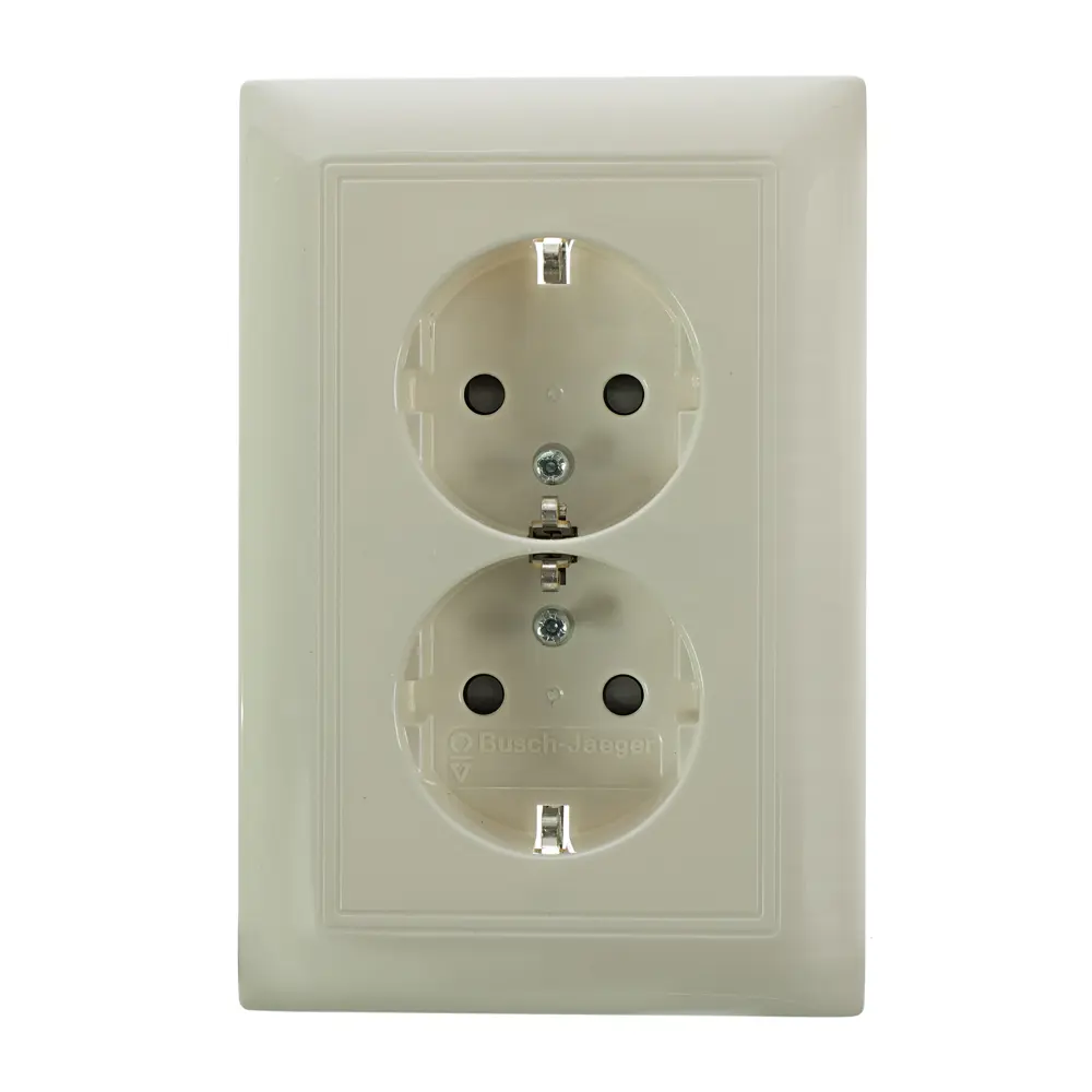 Розетка двойная встраиваемая ABB Basic 55 с заземлением со шторками цвет белый STLM-2127732