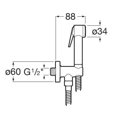 Настенный смеситель для биде с ручным душем Roca BE FRESH 5B9161C00 ARCH-00070315 - Вид №2