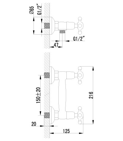 LM2803B Смеситель Vintage для душа LEMARK VINTAGE - Вид №1