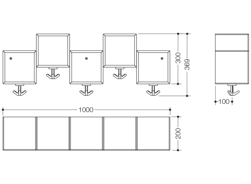 M20.03.006 Модуль удлинительного ряда асимметричный, 5 мест с эластичными тройными крючками HEWI Kids - Вид №3