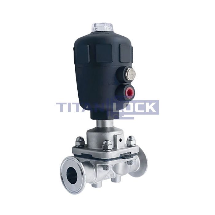 Мембранный клапан нерж.316 типа clamp, с пневмоприводом (полипроп.), DN32 DIN TL32DVCL-PP TITAN LOCK 