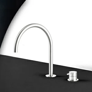 Кухонный смеситель сталь глянцевая с белой ручкой Kitchen Radomonte TKI32LCIL21