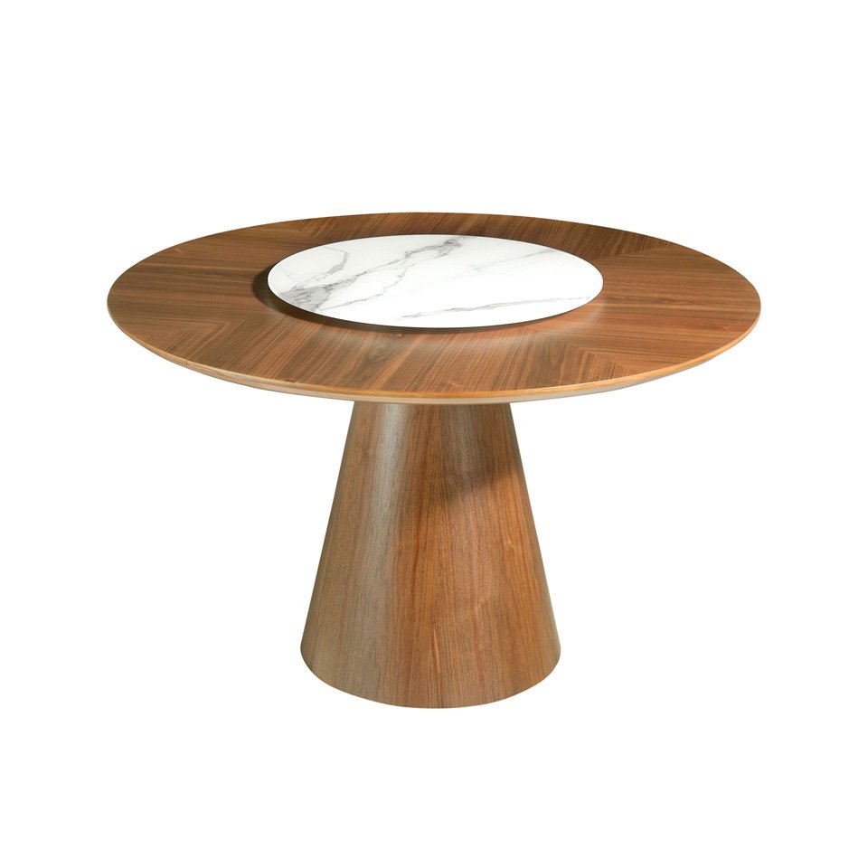 Обеденный стол круглый деревянный с мраморным Lazy Susan 135 см BRT1702-2 от Angel Cerda ANGEL CERDA  289045 Коричневый  - Вид №7