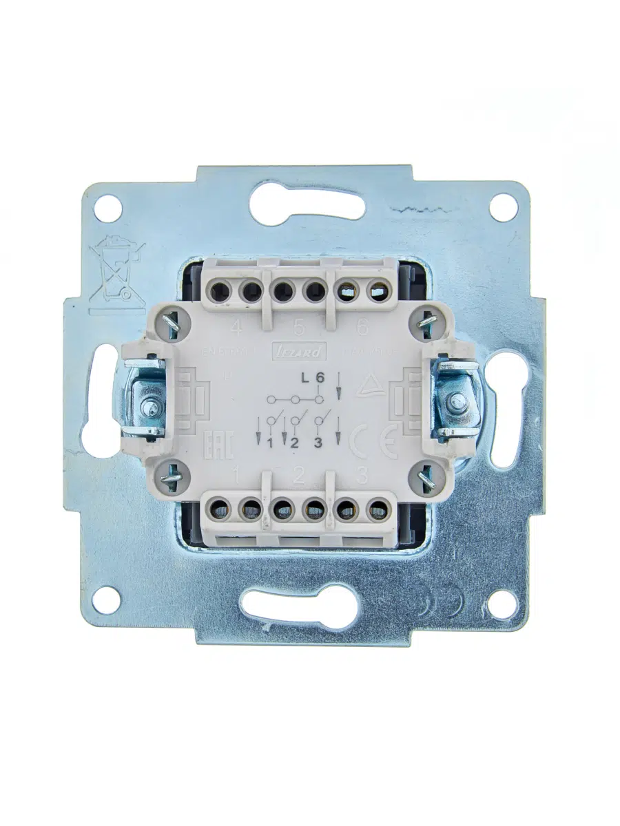 ASTI Выключатель тройной чёрный бархат механизм LEZARD 7081-4288-109 - Вид №1