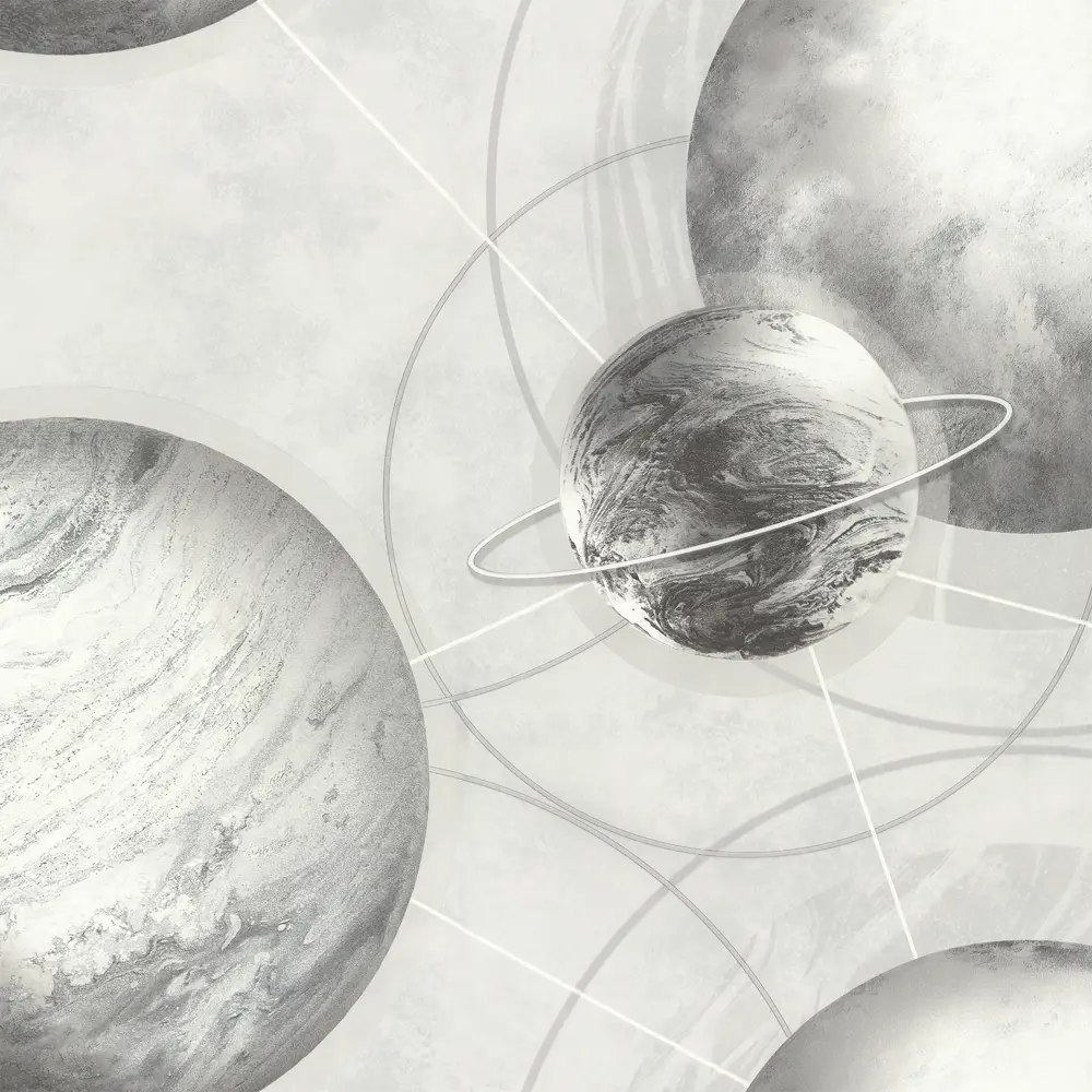 Обои Palitra Home Planets серые флизелиновые с космическим принтом 86582100 STLM-0070313 - Вид №1