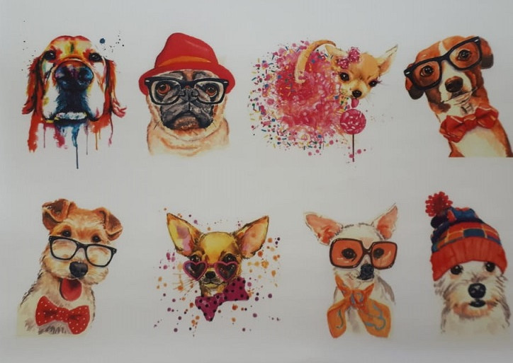 078 Водорастворимые картинки №02 21.6 x 14 см "Модные собачки" Арт. Выдумщики 