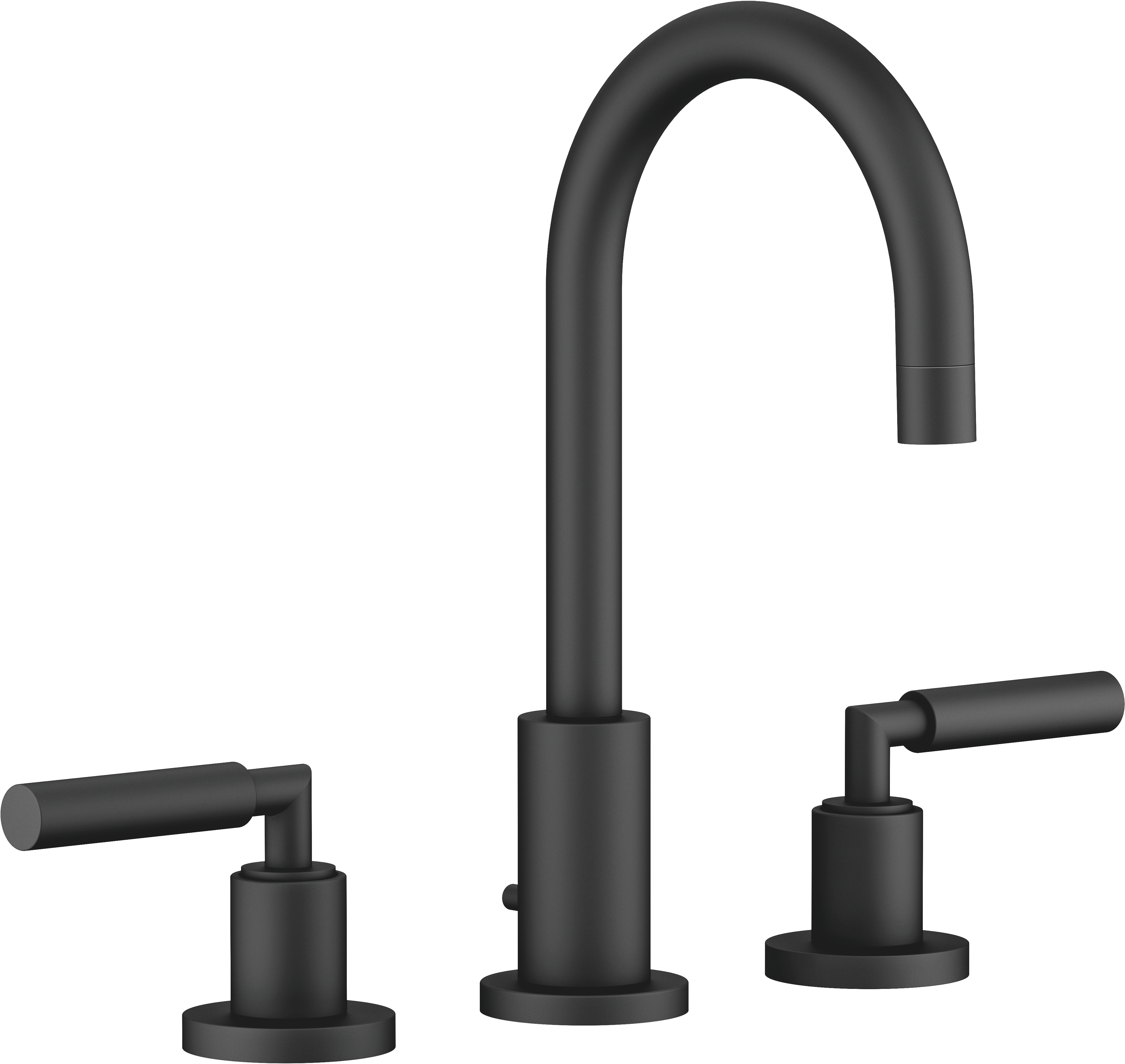 ТАРА Смеситель для раковины на три отверстия с донным клапаном - матовый черный