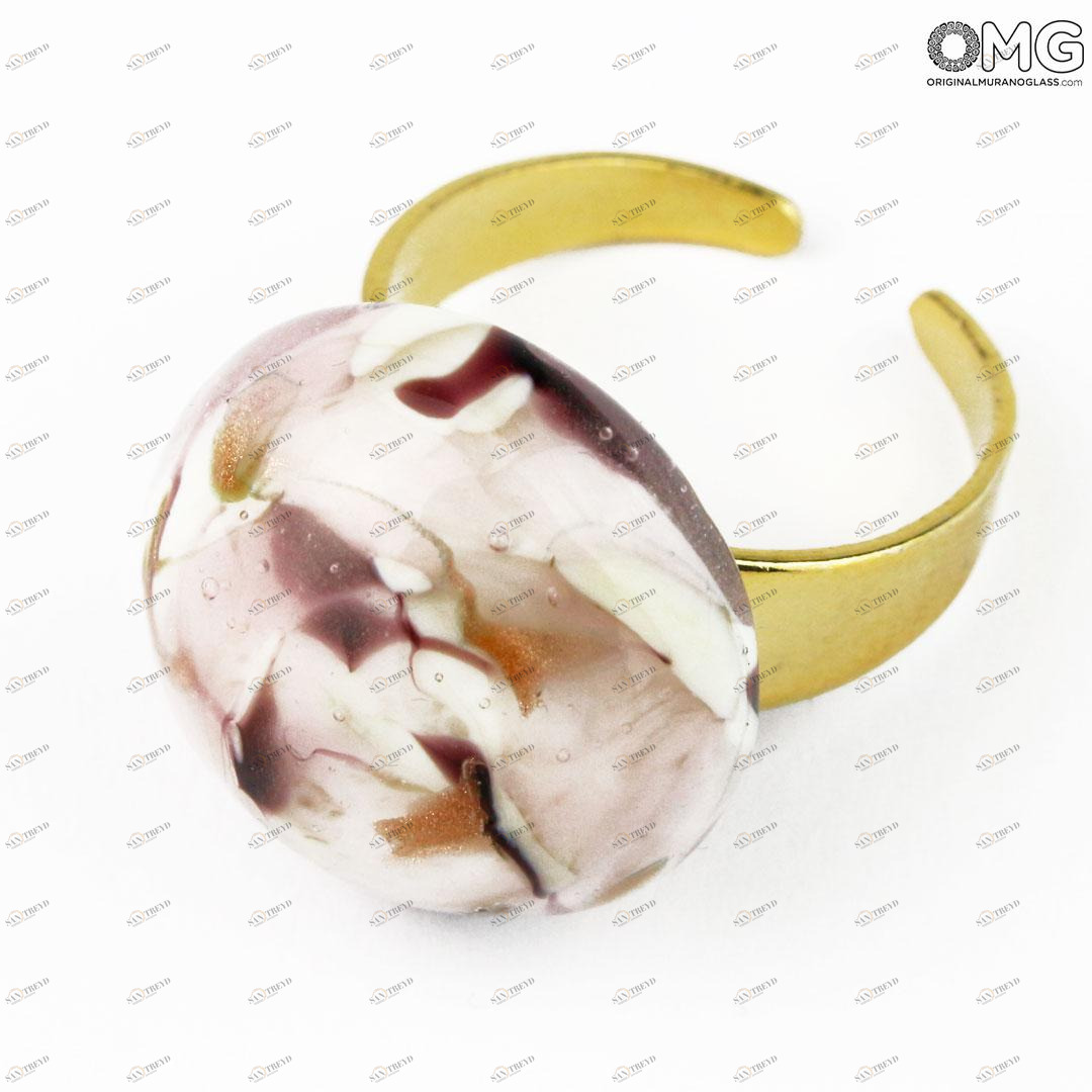 3319 ORIGINALMURANOGLASS Кольцо Валерия - люме - Original Murano Glass OMG 3 см 