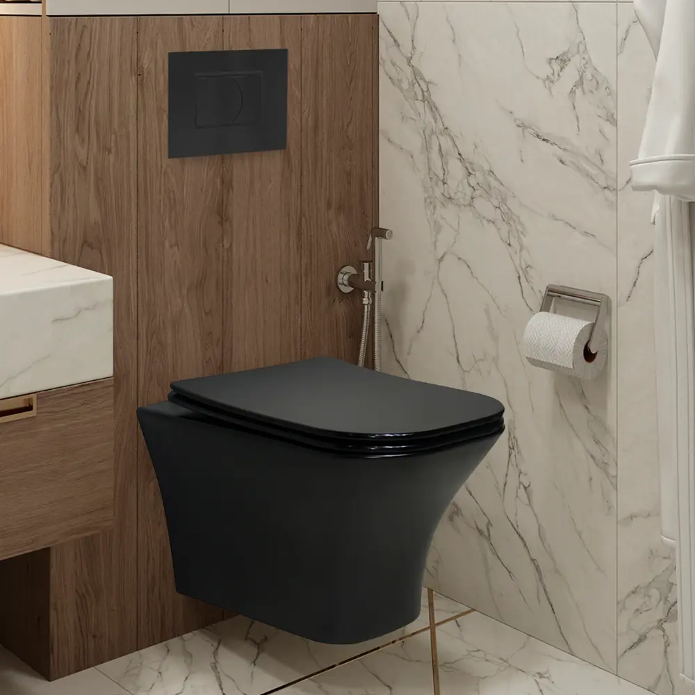 Комплект инсталляция с унитазом Culto Jakob с кнопкой цвет черный матовый STLM-2165950 - Вид №8