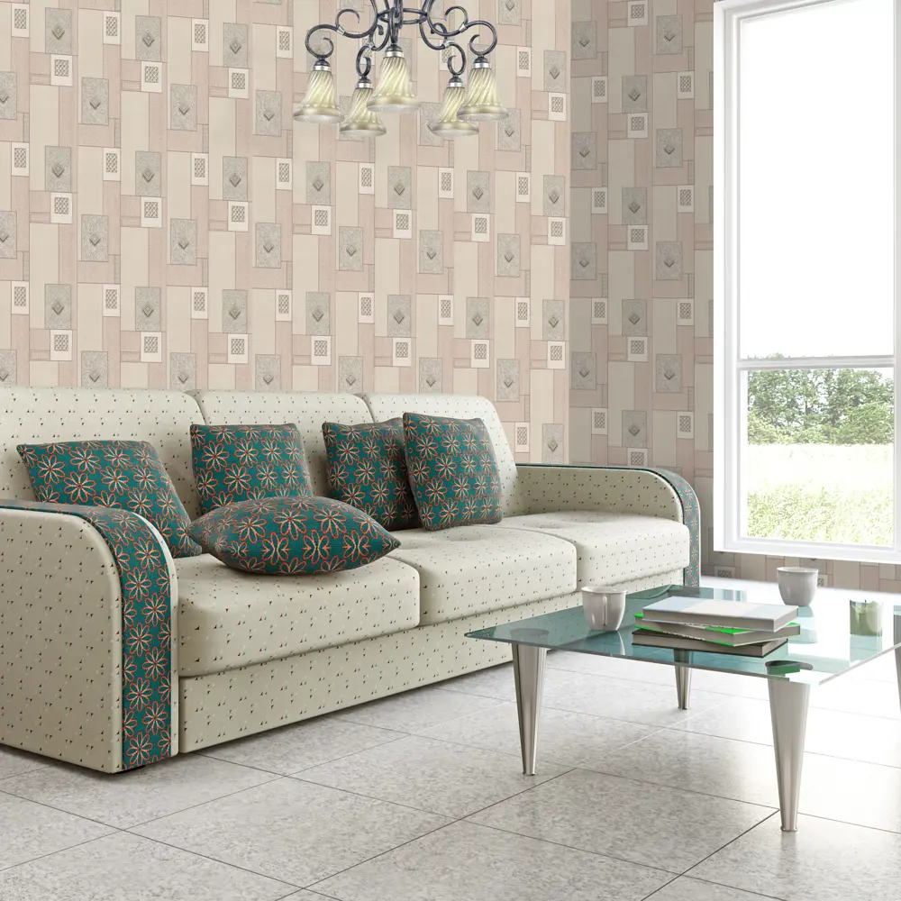 Обои виниловые Плитка бежевые 0.53 м 0209-1 Santreyd STLM-2192088 - Вид №3