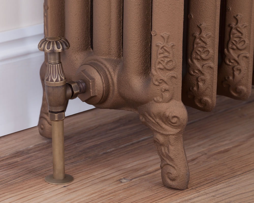 HAN007 Входной ручной радиаторный клапан Crocus Wheel 15 мм (античная латунь) Сarronheating  - Вид №2