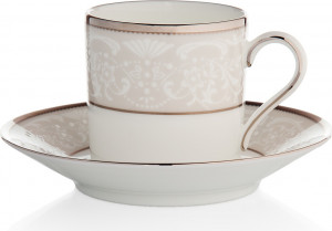 1051847 Noritake Чашка кофейная с блюдцем Noritake "Серебряный дворец" 90мл Фарфор костяной