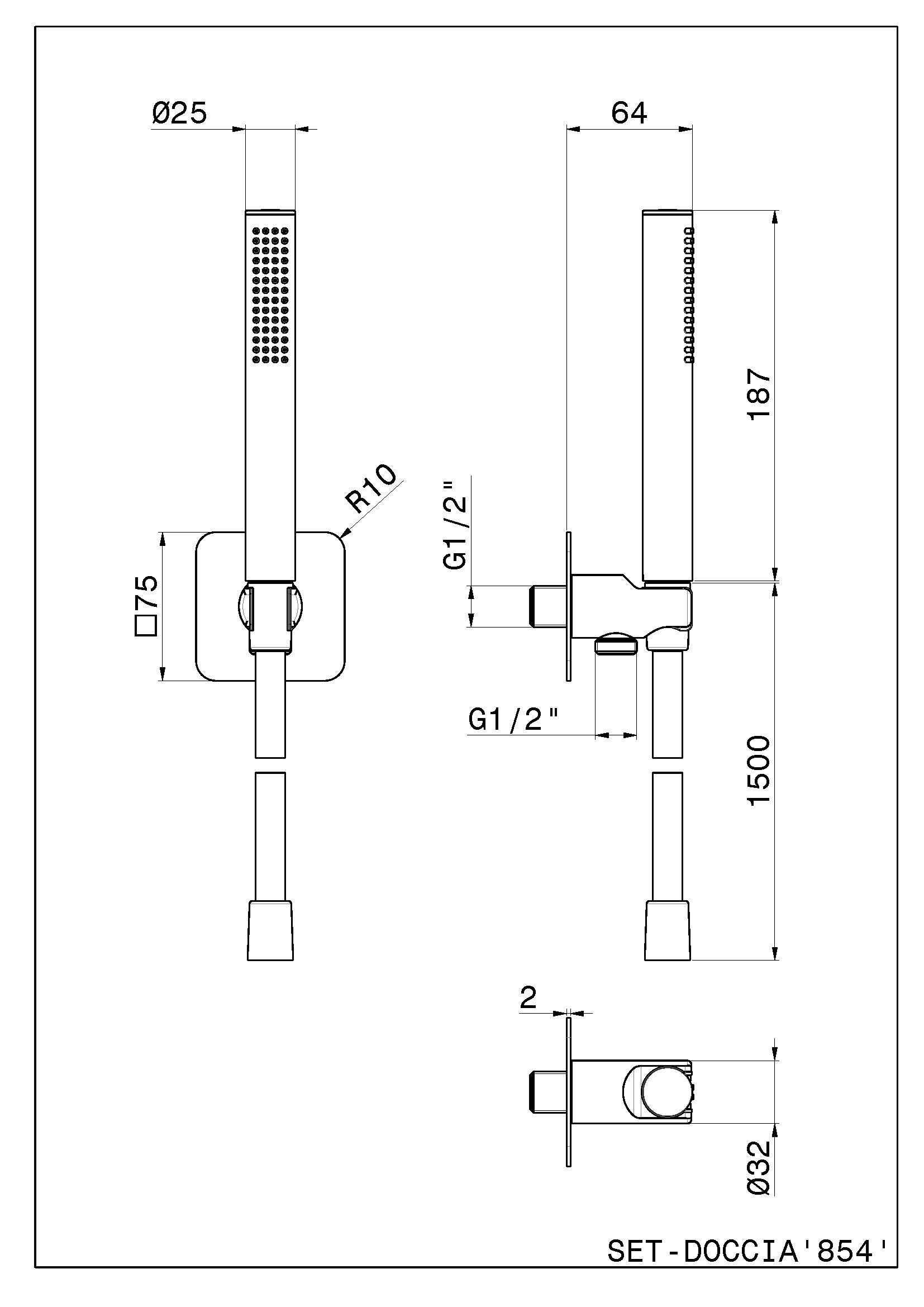 Настенный ручной душ с держателем Newform B-EASY ARCH-00137072 - Вид №2