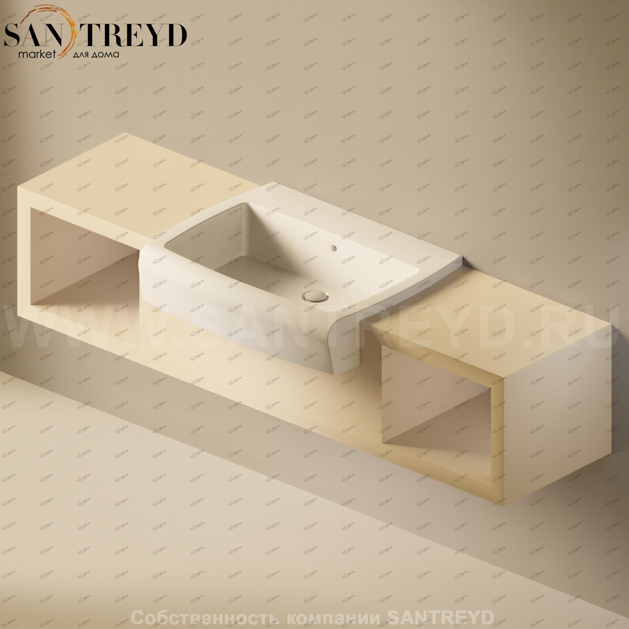 Flaminia UNA Консоль для раковины от 180 до 240 см с местом хранения бежевая UNA75V2.1015 Ceramica Flaminia UNA75V21015