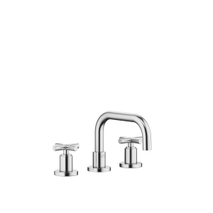 TARA Смеситель для раковины на три отверстия со сливным клапаном - Матовый хром 20705892-93