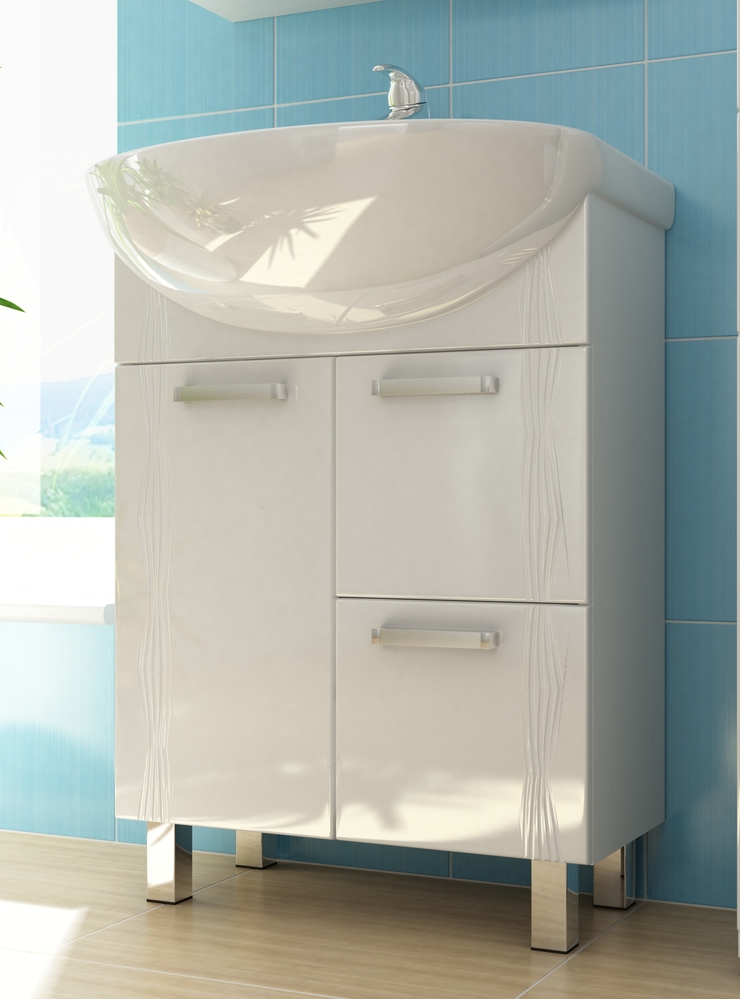 Тумба Atlantic 2-600 с бельевой корзиной (под ум. Уют)600⨉300⨉830 мм белый Santreyd sun-id-665190 - Вид №1