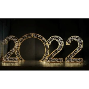 Электрическая светящиеся фигура Цифры с аркой 400 LED 400x200x30 см теплый белый свет 86164060 STLM-2034516