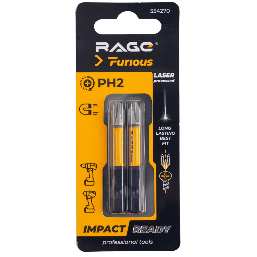 Ударная бита RAGE PH2 50 мм для профессионального монтажа (2 шт) 89361504 STLM-0840697 - Вид №1
