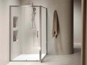 Алюминиевая и стеклянная угловая душевая кабина