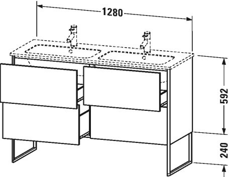 XS444900707 XSquare Тумбочка напольная Бетонно-серый матовый декор Duravit - Вид №1