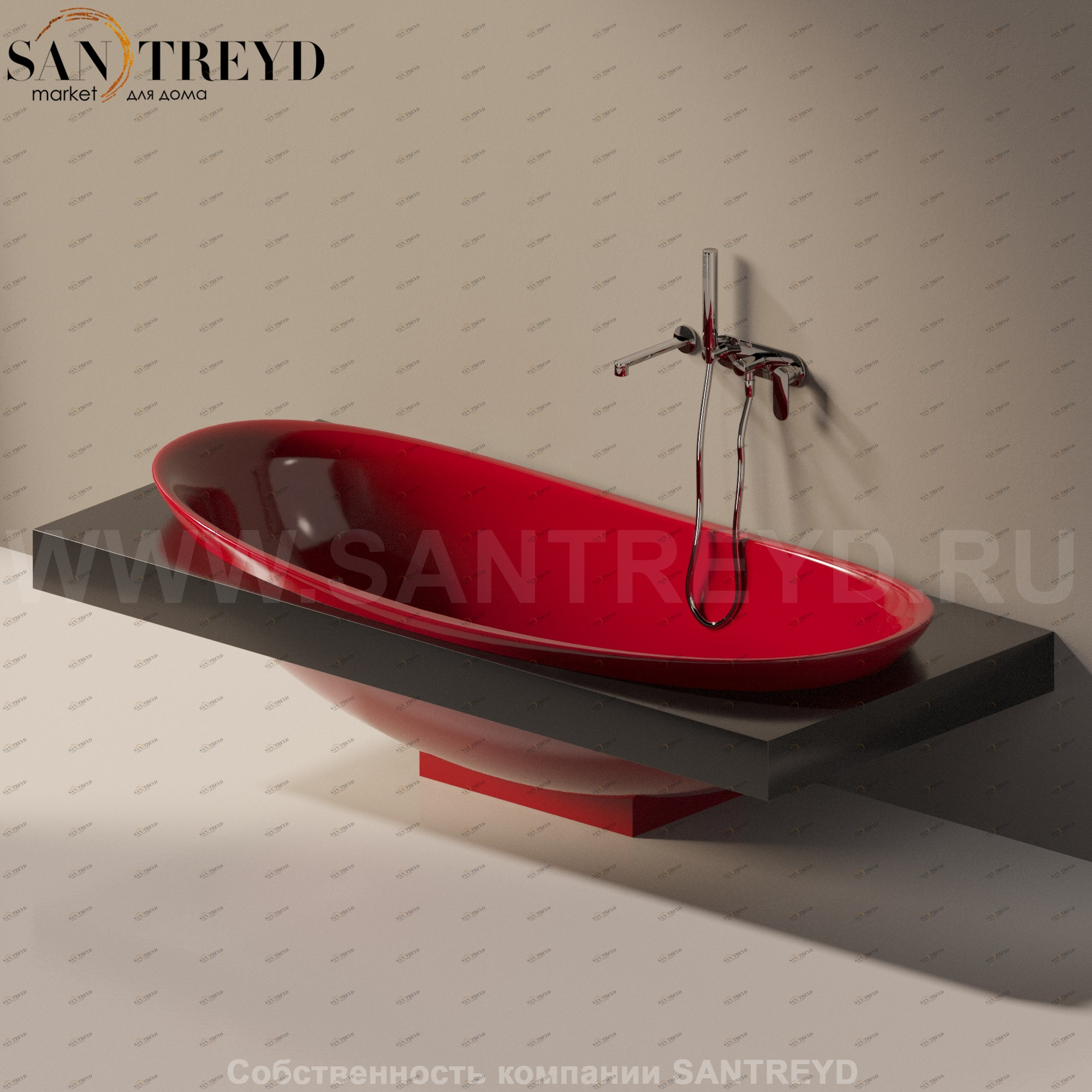 Flaminia IO e SI Ванна встроенная 193 см красная IOeSI84.3011 Ceramica Flaminia